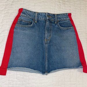 Carmar Denim Skirt Red Side Stripe Ribbon